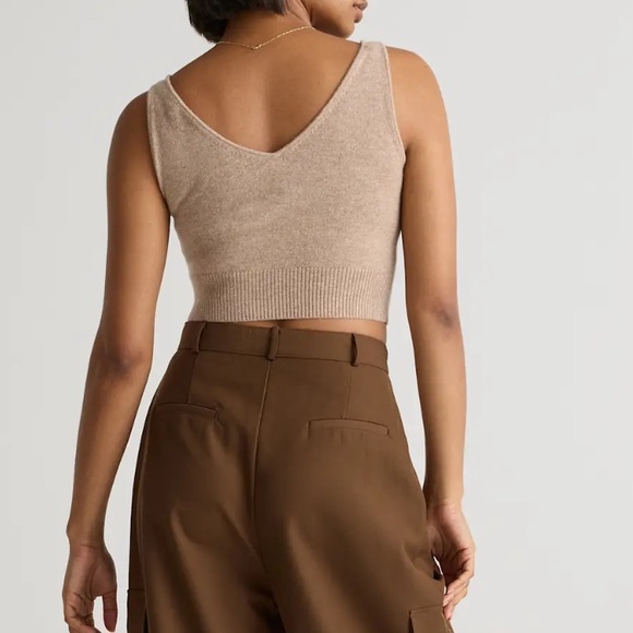NWOT Quince Mongolian Cashmere Cropped Tank Sleeveless Knitted Top Oatmeal - Picture 4 of 8